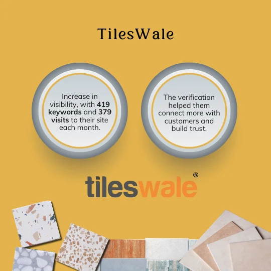 Tileswale case study outcomes for search rankings, monthly visits, and digital trust