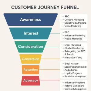 Mapping the customer journey with type of marketing
