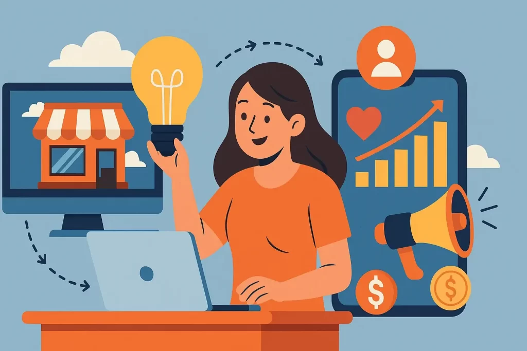 Small company owner using digital marketing strategies