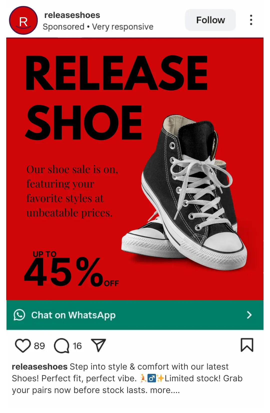 Instagram Click-to-WhatsApp ad creative